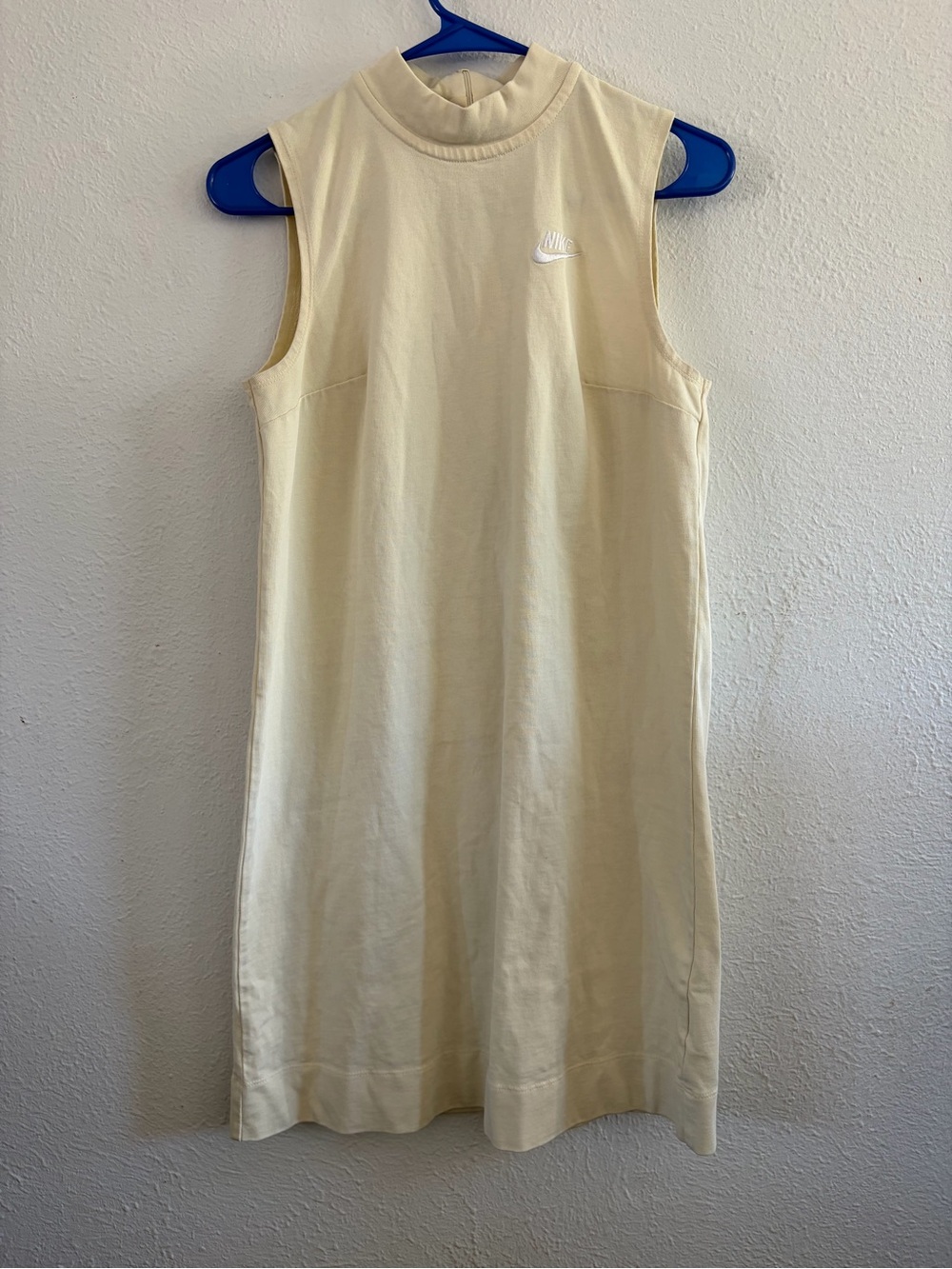 Nike Cream Sleeveless Mock-Neck Asymmetrical Dress